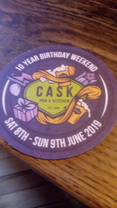 Cask anniversary beer mat